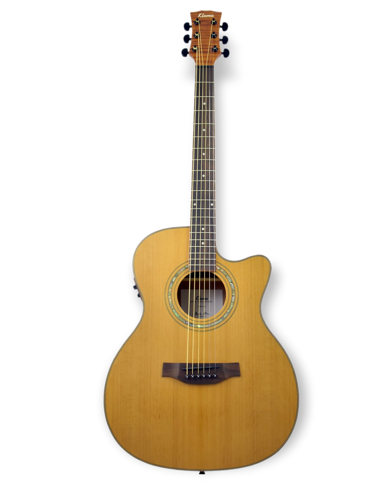 Klema K200JCCE Solid Canadian Cedar Fishman Pickups/Tuner Jumbo Acoustic Guitar - Natural
