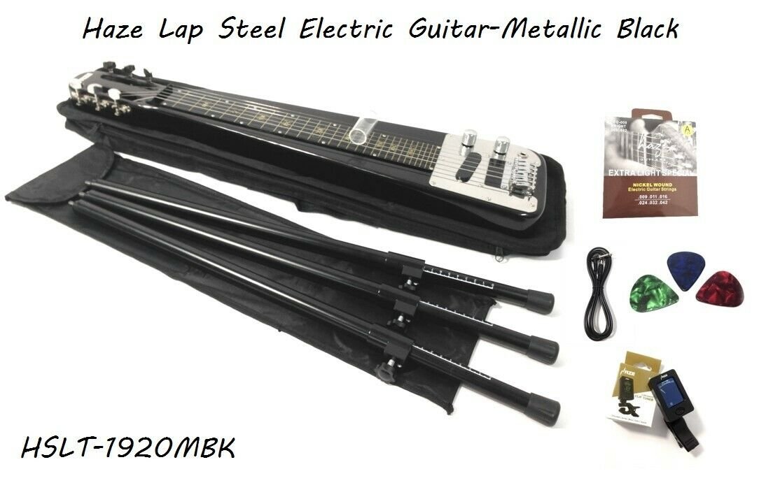 Haze Lap Steel Single Coil Height Adjustable Lap Steel Electric Guitar - Black HSLT1930BK