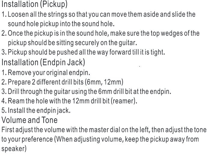 Adeline AD39T Passive Soundhole Folk Guitar Pickup, Volume & Tone Adjustable