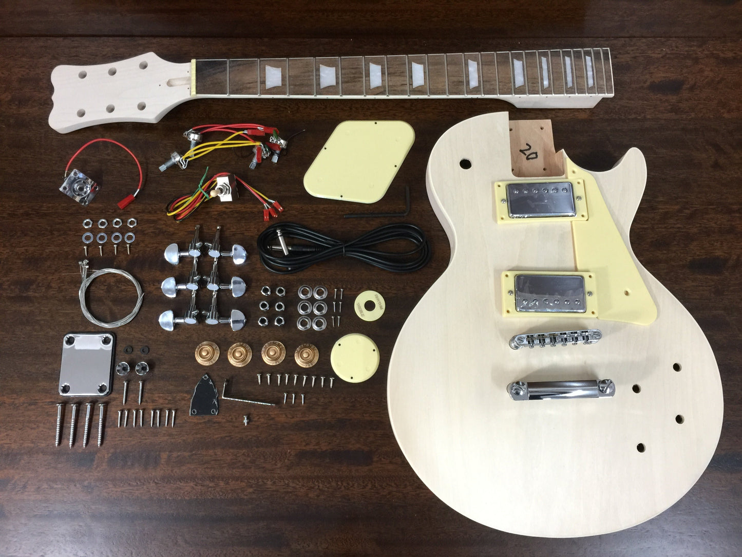 HSLPP19340DIY LP Solid Basswood Body Electric Guitar DIY Kit, No-Soldering, Silver Hardware with bolt-on neck