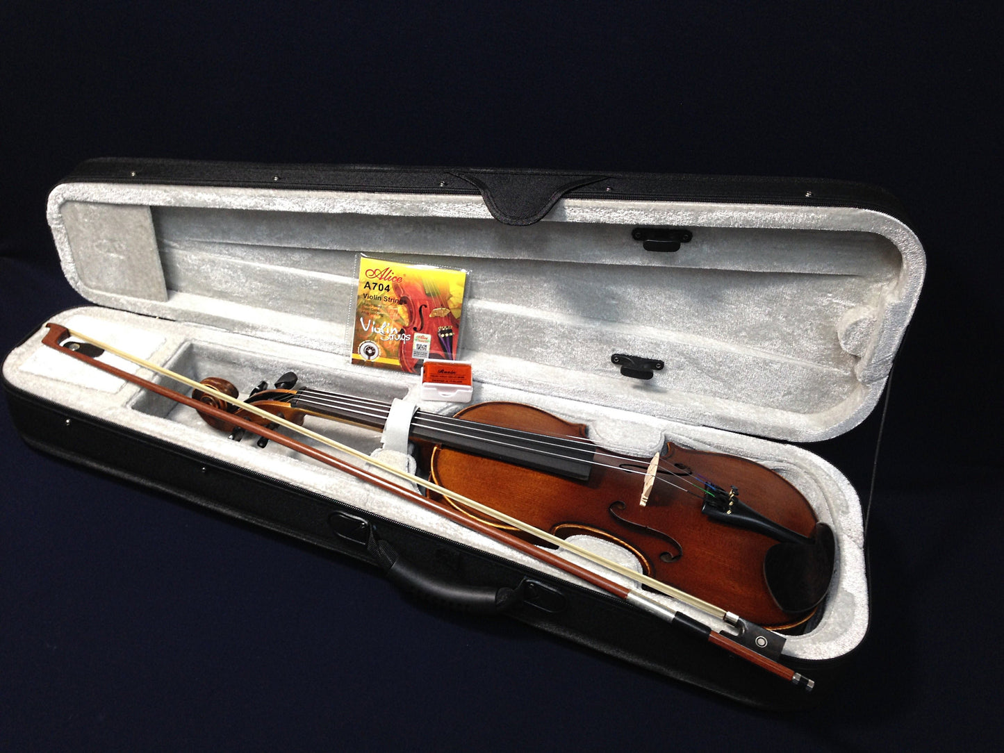 SJV01B Symphony 4/4-1/4 size Violin outfit w/Extra strings, Foam Hard Case, Bow, Rosin