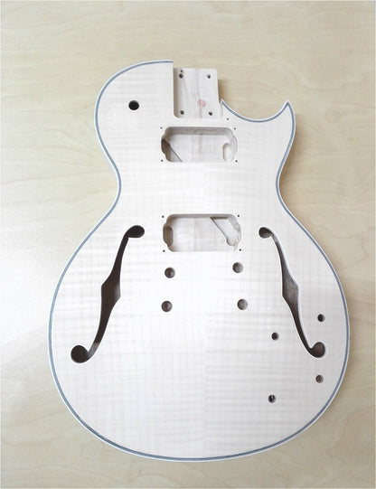 E239MBDIY Electric Guitar DIY Kit, Semi-Hollow Body, No-Soldering, Black Hardware