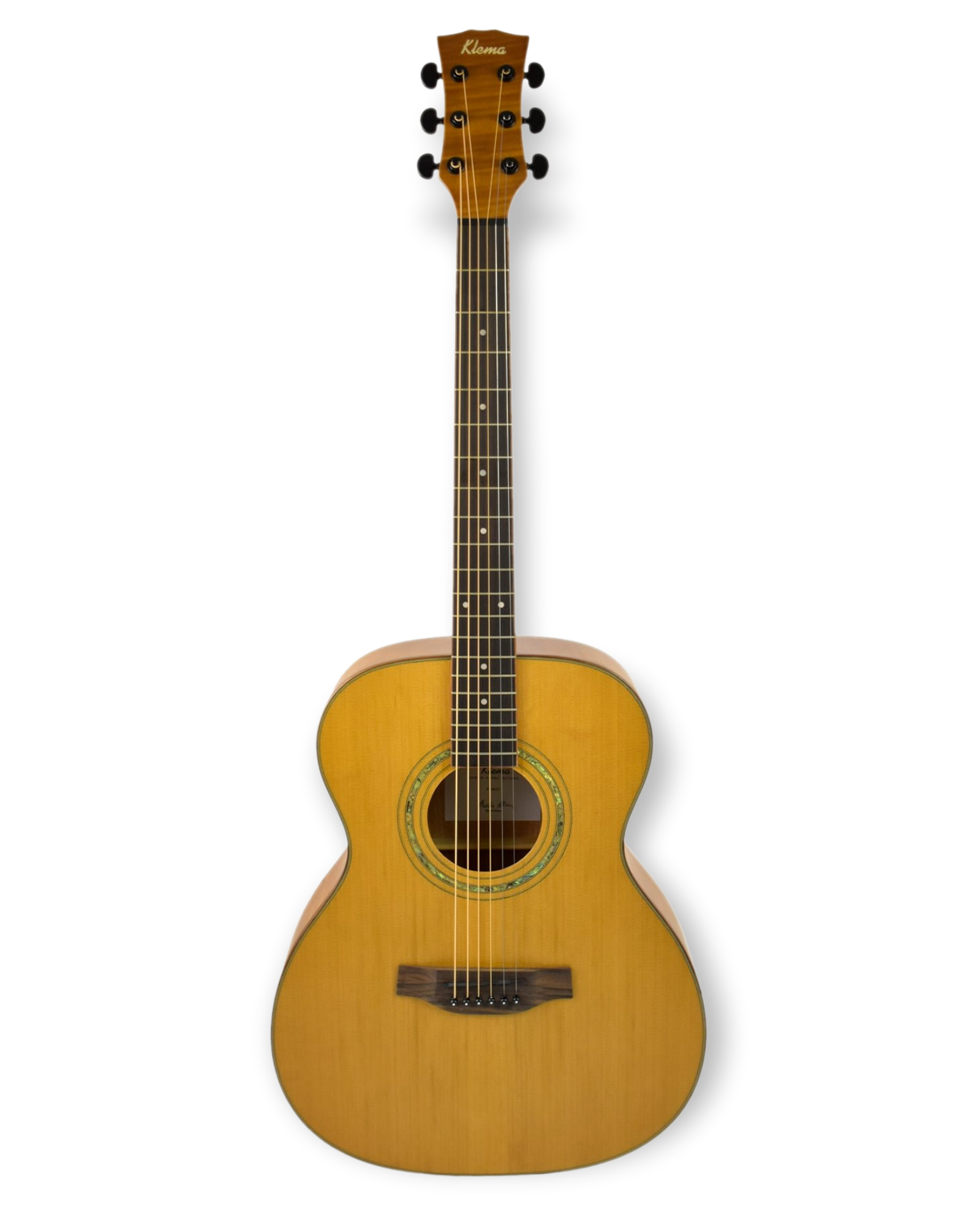 Klema K200JC Solid Canadian Cedar Top Flamed Mahogany Body Jumbo Acoustic Guitar - Natural