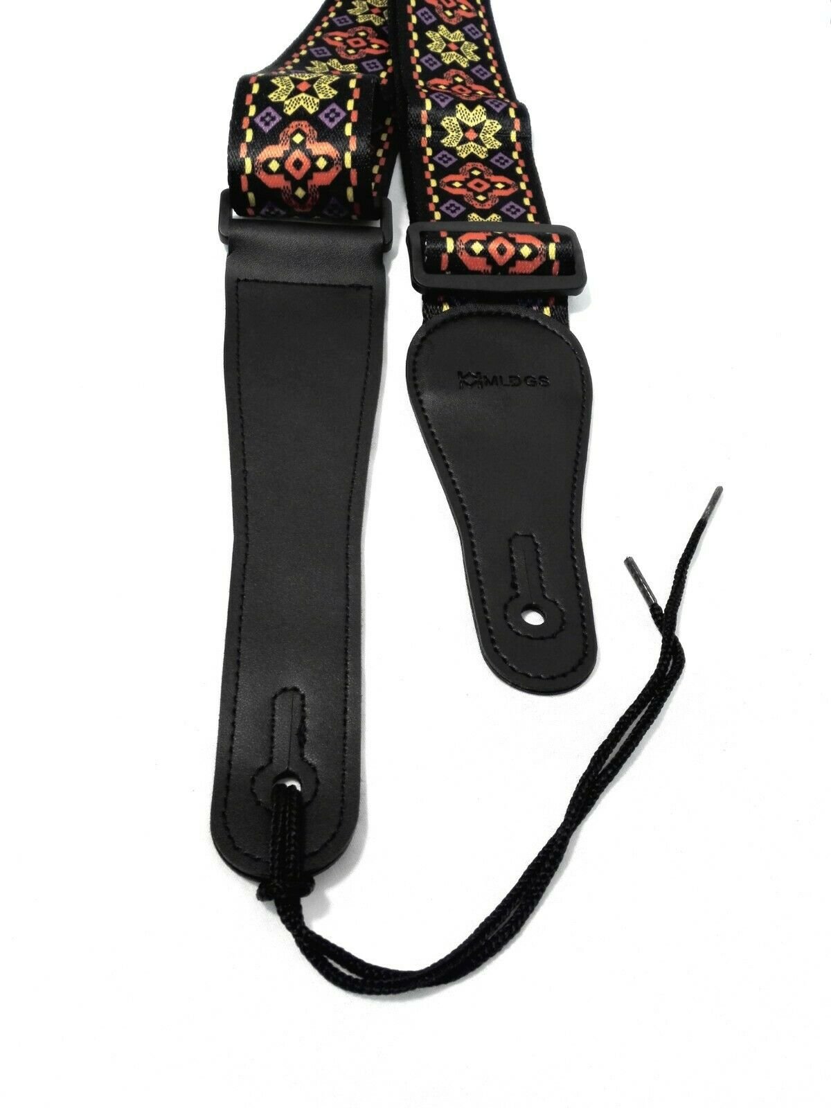 Long PU Leather End Guitar Strap,Length Adjustable 103~170cm. "Flowers", GSFLOWR