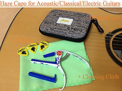Haze DC06C Top Grade Zinc Alloy Acoustic/Classical Guitar Capo - Ceramic Paint + 3 Picks