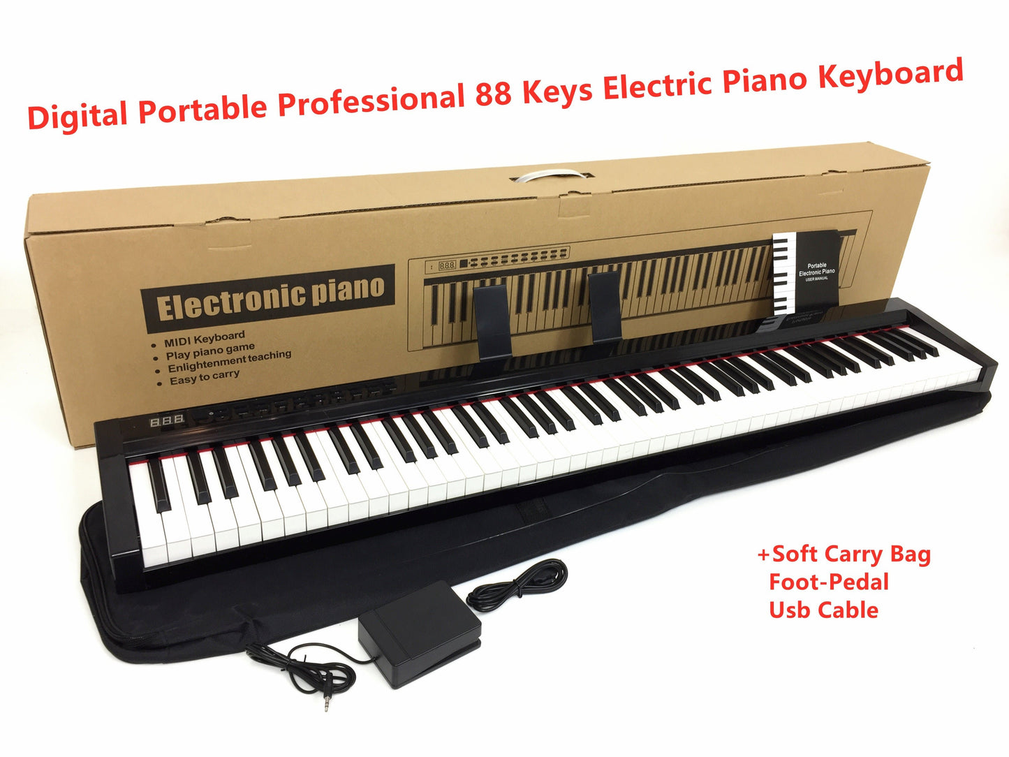 PH88C Digital Portable 88 Keys Electric Piano Keyboard + Keyboard Stand KS009-1