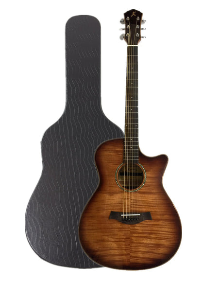 Kriens Flame Maple Top Built-In Fishman Pickup/Tuner OM Cutaway Acoustic Guitar - Natural KA430CSB