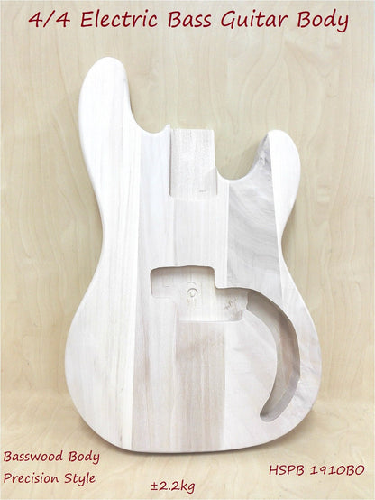 HSPB1910BO Solid Basswood Electric Bass Guitar Body, Pre-Drilled, Polished