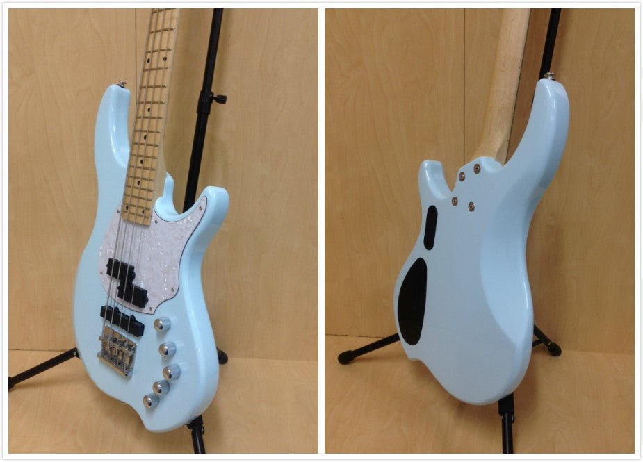 Haze Single-Coil Solid White Poplar Hybrid Electric Bass Guitar - Blue HYBRID4PJ