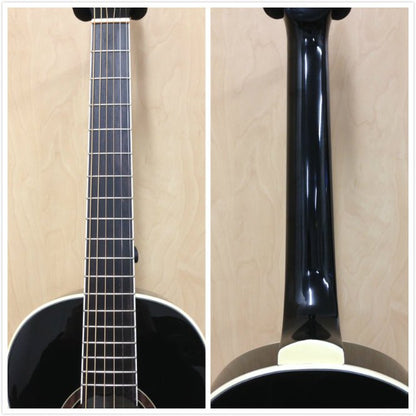Caraya Parlor Cedar Top Built-In Pickups/Tuner Acoustic Guitar - Black PARLOR590