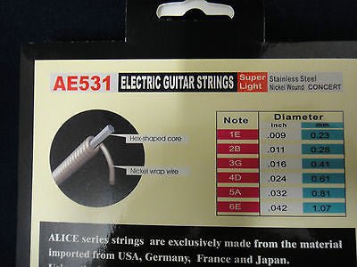 Alice AE531 Super Light Electric Guitar Steel String Set 0.009~0.042 inch