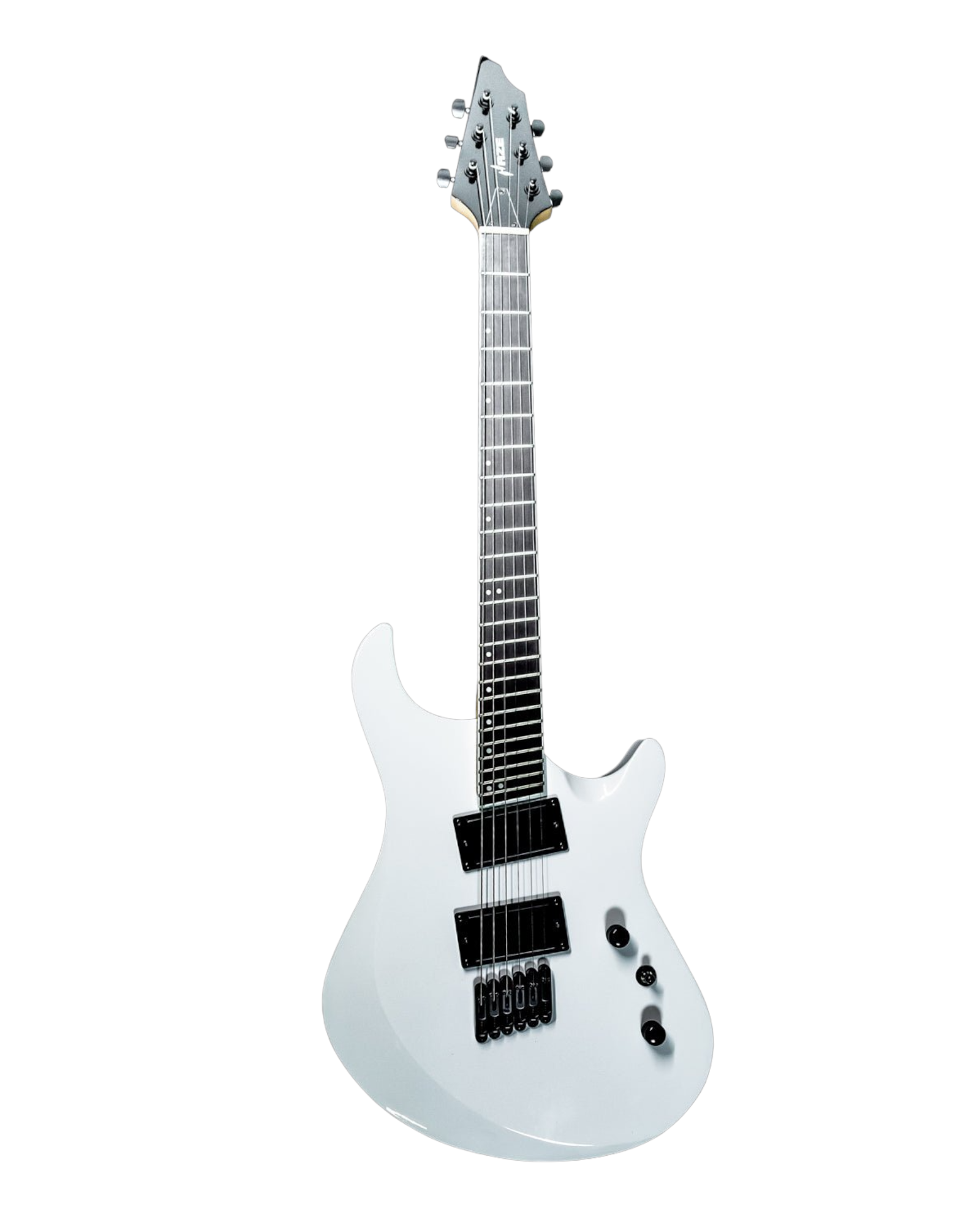 Haze 6FF White 6-String Fanned Fret Electric Guitar with Active Humbuckers