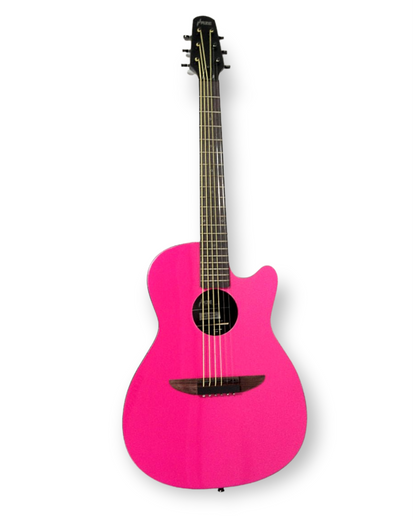 Haze HSDP836CPK Neon Pink Acoustic Guitar Round-Back Cutaway + Free Gig Bag
