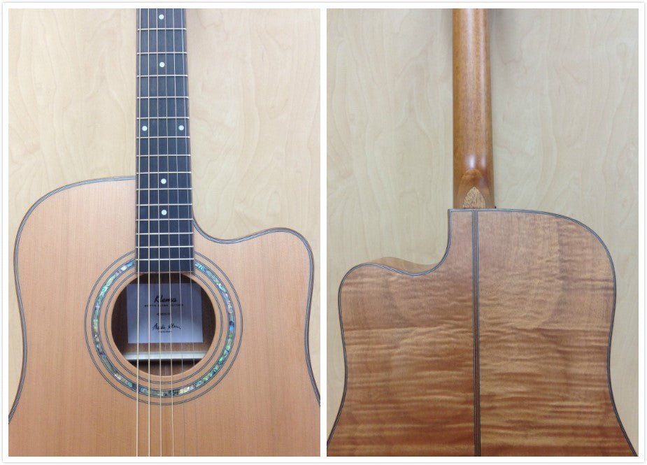 Klema K200DCCE Solid Canadian Cedar Top Flamed Maple Body Dreadnought Cutaway Acoustic Guitar - Natural