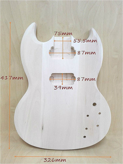 HSSG19300BO Solid Basswood Electric Guitar Body, Pre-Drilled, Polished