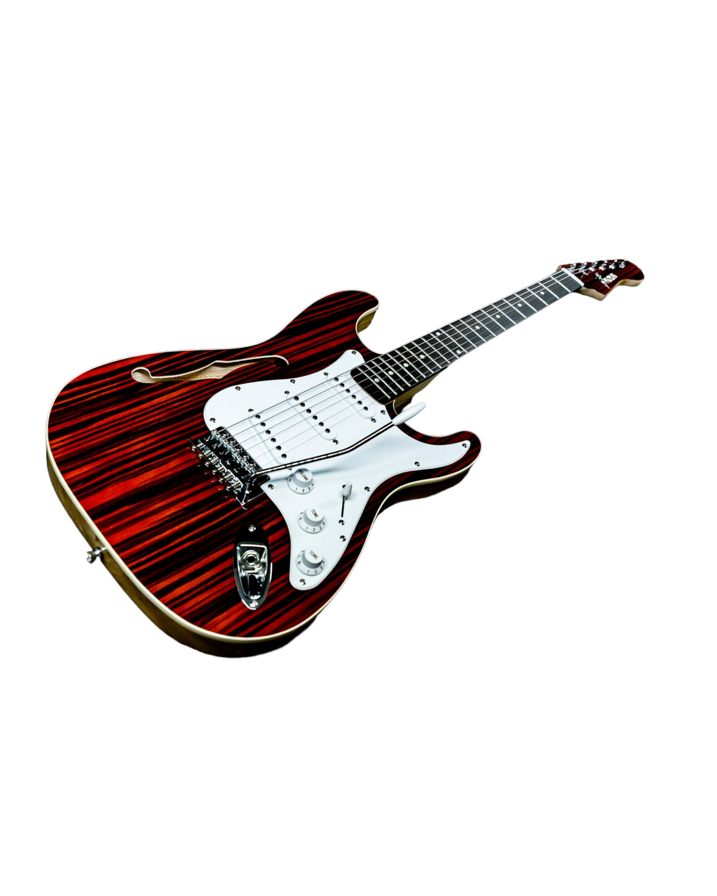 Haze HSST19SMAF088 Semi-Hollow Cocobolo Red HST Electric Guitar, 10W Amp, Accessories Pack