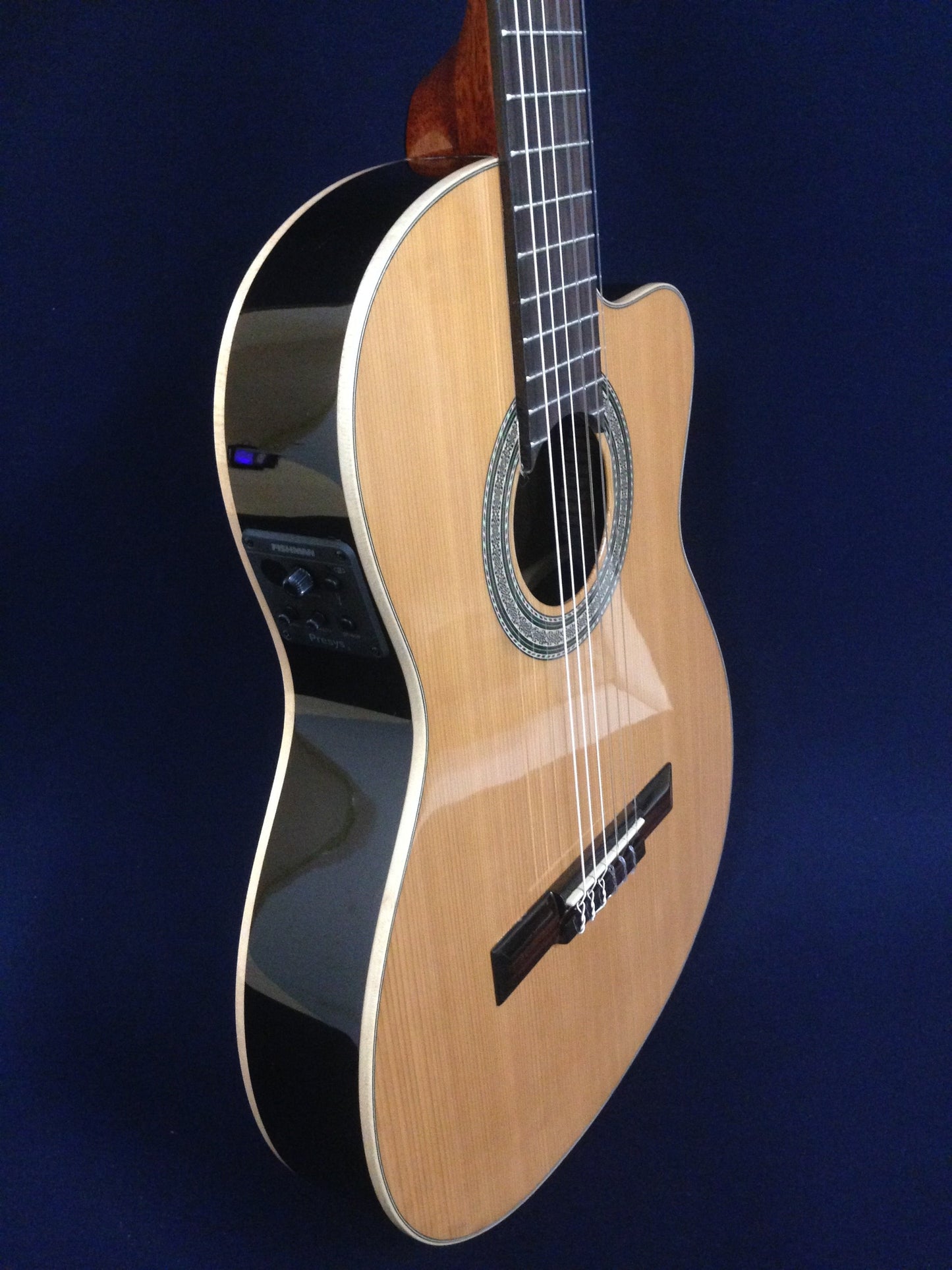 Miguel Rosales Solid Cedar Thin-Body Cutaway Built-In Pickup/Tuner Classical Guitar - Natural C3BCEQCR