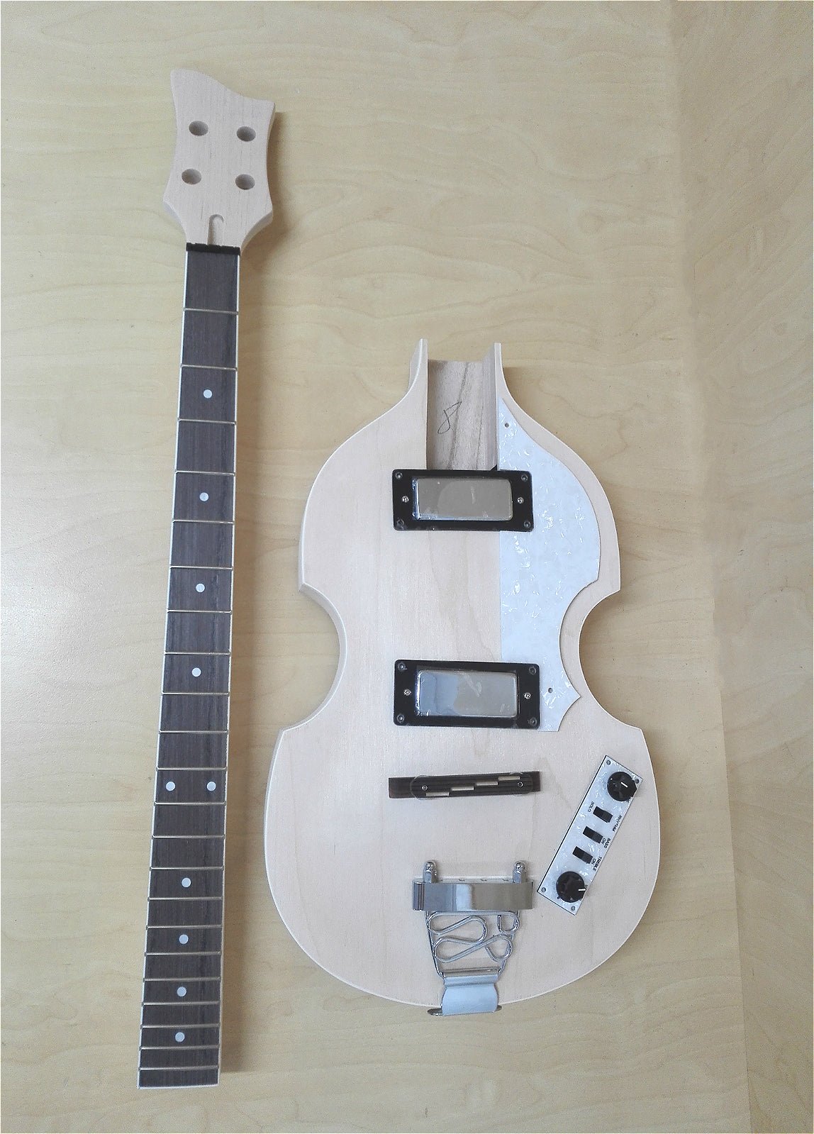 HSVL1910DIY Viola Style Electric Bass Guitar DIY Kit, No-Soldering, H-H Pickups