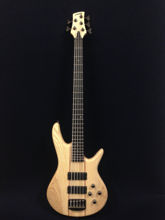 Haze 5-String Active Humbucker Solid Walnut WR Electric Bass Guitar - Natural B337N