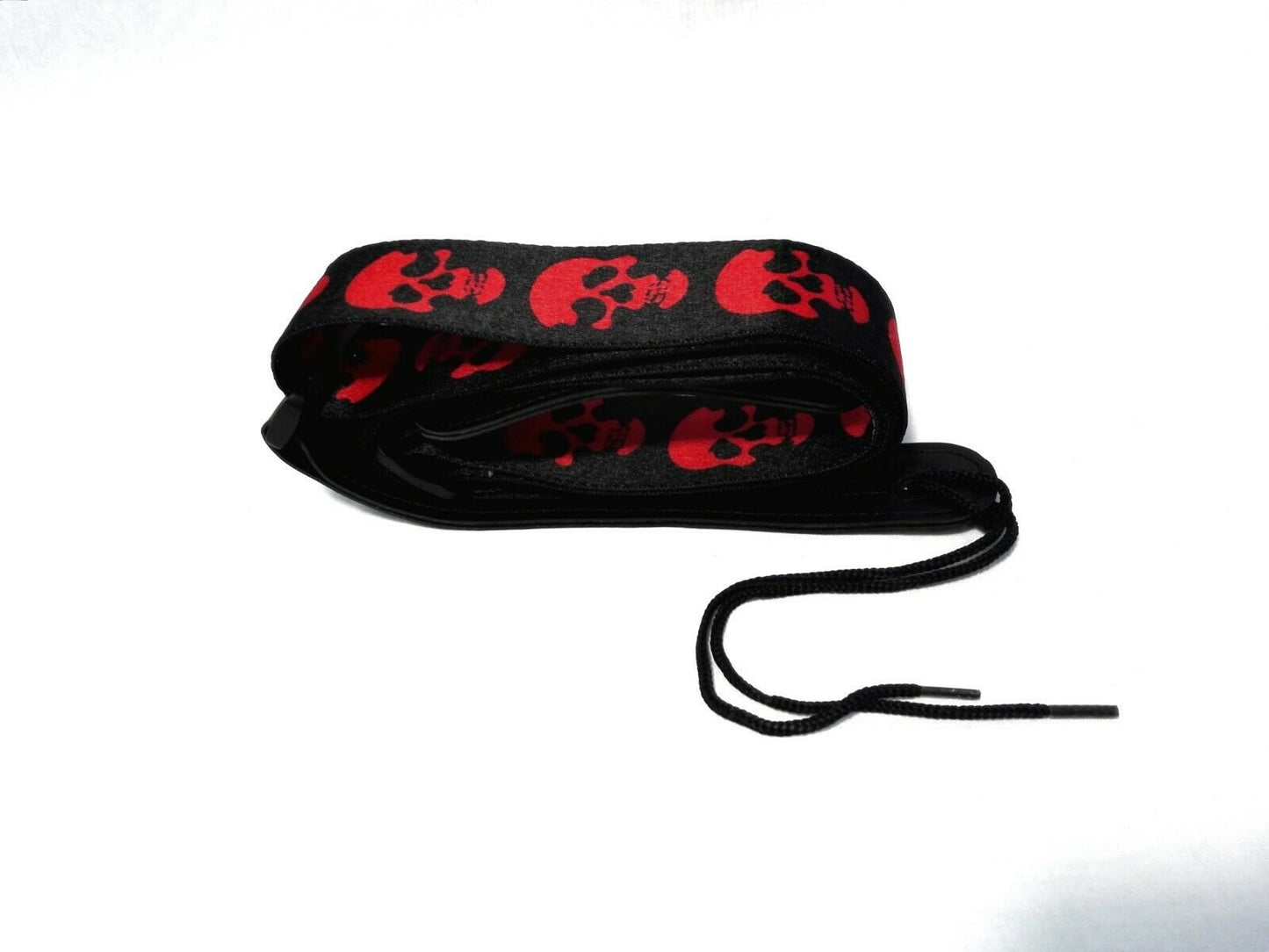 Long PU Leather End Guitar Strap, Length Adjustable 103~170cm, "Red Skull", GSRED