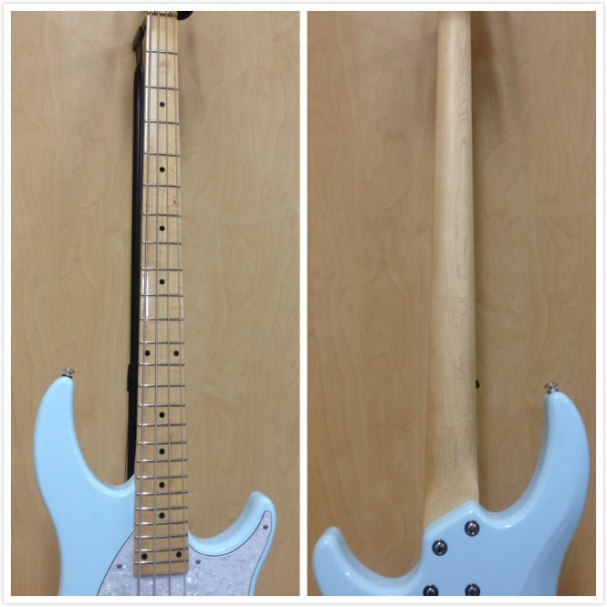 Haze Single-Coil Solid White Poplar Hybrid Electric Bass Guitar - Blue HYBRID4PJ