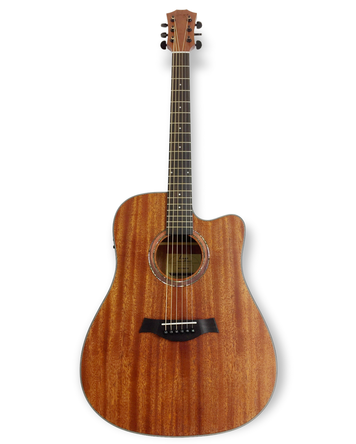 Haze W1654CEQM Dreadnought Solid Mahogany Top Built in Tuner/EQ Acoustic Electric Guitar